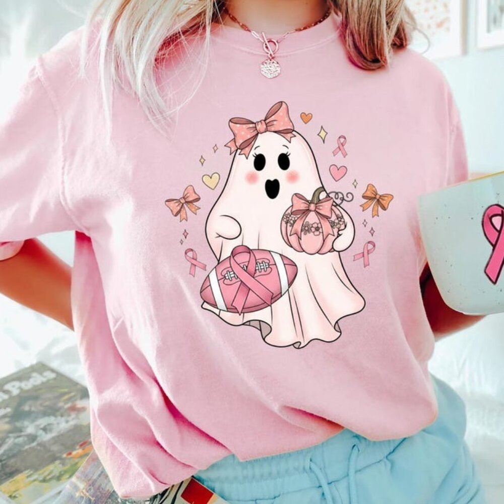 Pink Ghost Breast Cancer Awareness Shirt